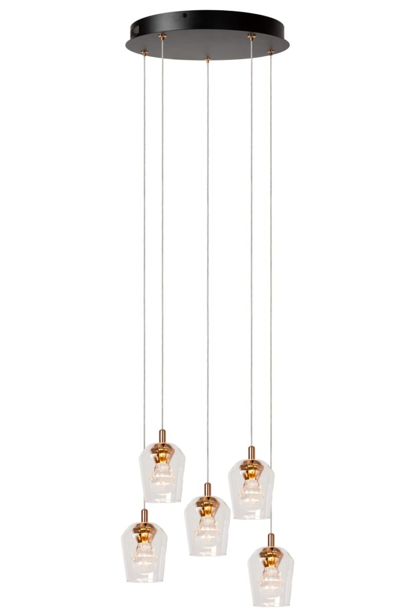 Lucide BERLIANE - Pendant light - Ø 34 cm - LED Dim. - 5x4W 2700K - Transparant