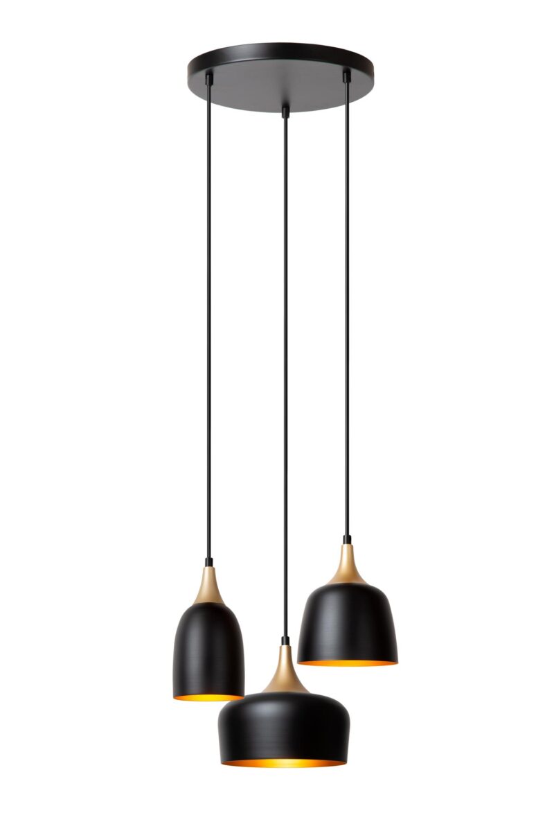 Lucide CHAYANNE - Pendant light - Ø 30 cm - 3xE14 - Black