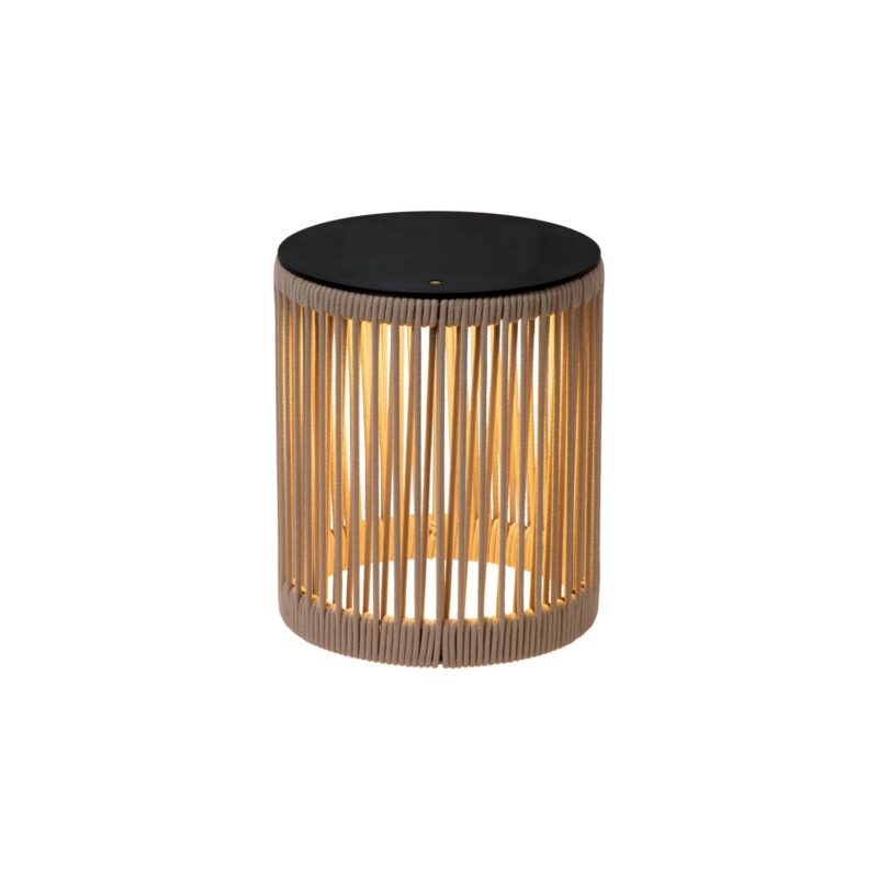 Lucide PINGI - Rechargeable Table lamp Indoor/Outdoor - Battery pack - Ø 33,5 cm- LED 3 StepDim - 1x3W 3000K - IP44 - Taupe
