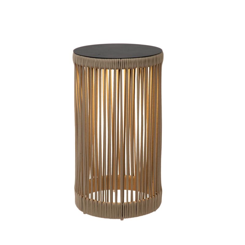 Lucide PINGI - Rechargeable Table lamp Indoor/Outdoor - Battery pack - Ø 33,5 cm- LED 3 StepDim - 1x3W 3000K - IP44 - Taupe