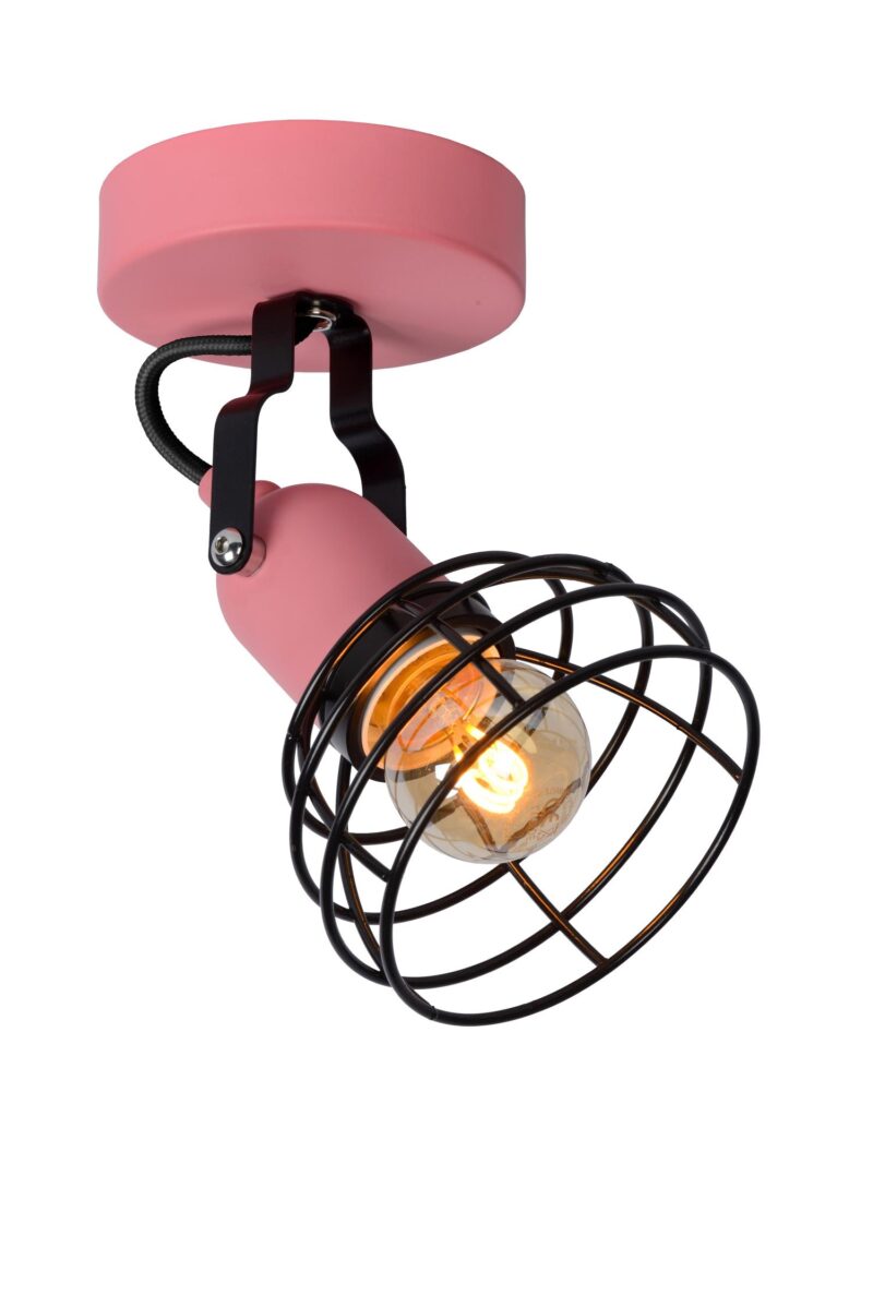 Lucide POLA - Ceiling spotlight Children - Ø 10,5 cm - 1xE27 - Pink