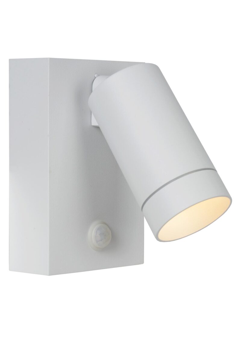 Lucide TAYLOR - Wall spotlight / Wall light Indoor/Outdoor - 1xGU10 - IP54 - Motion & Day/Night Sensor - White