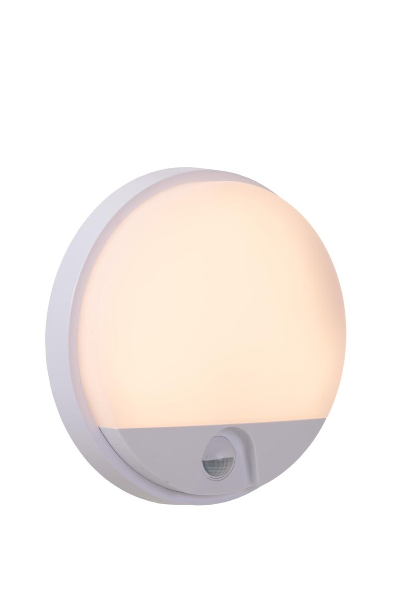 Lucide HUPS IR - Wall light Indoor/Outdoor - Ø 21 cm - LED - 1x10W 3000K - IP54 - Motion & Day/Night Sensor - White
