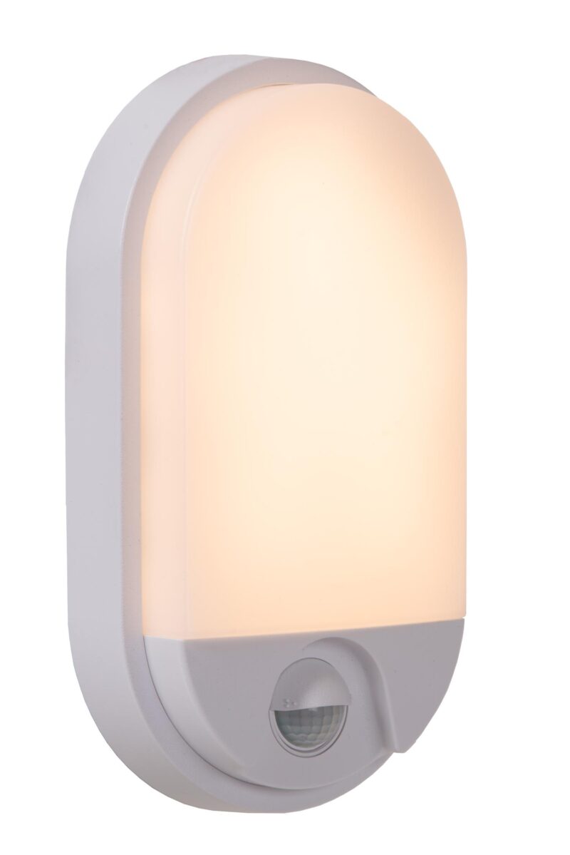 Lucide HUPS IR - Wall light Indoor/Outdoor - LED - 1x10W 3000K - IP54 - Motion & Day/Night Sensor - White