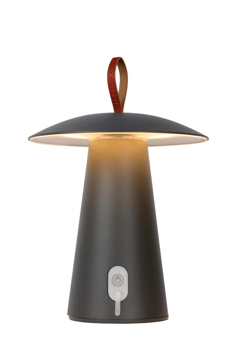 Lucide LA DONNA - Rechargeable Table lamp Indoor/Outdoor - Battery pack - Ø 19,7 cm- LED 3 StepDim - 1x2W 2700K - IP54 - Anthracite