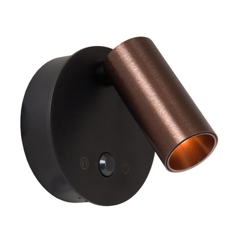 Lucide TONI - Rechargeable Wall spotlight / Wall light - Battery pack - Ø 8,1 cm - LED Dim. - CCT - 1x2W 2700K/4000K - Motion Sensor - Magnetic - Coffee