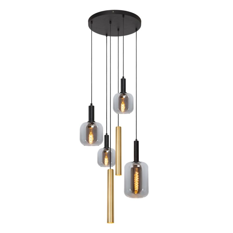 Lucide JOANET - Pendant light - Ø 65 cm - 4xE27 - Coffee