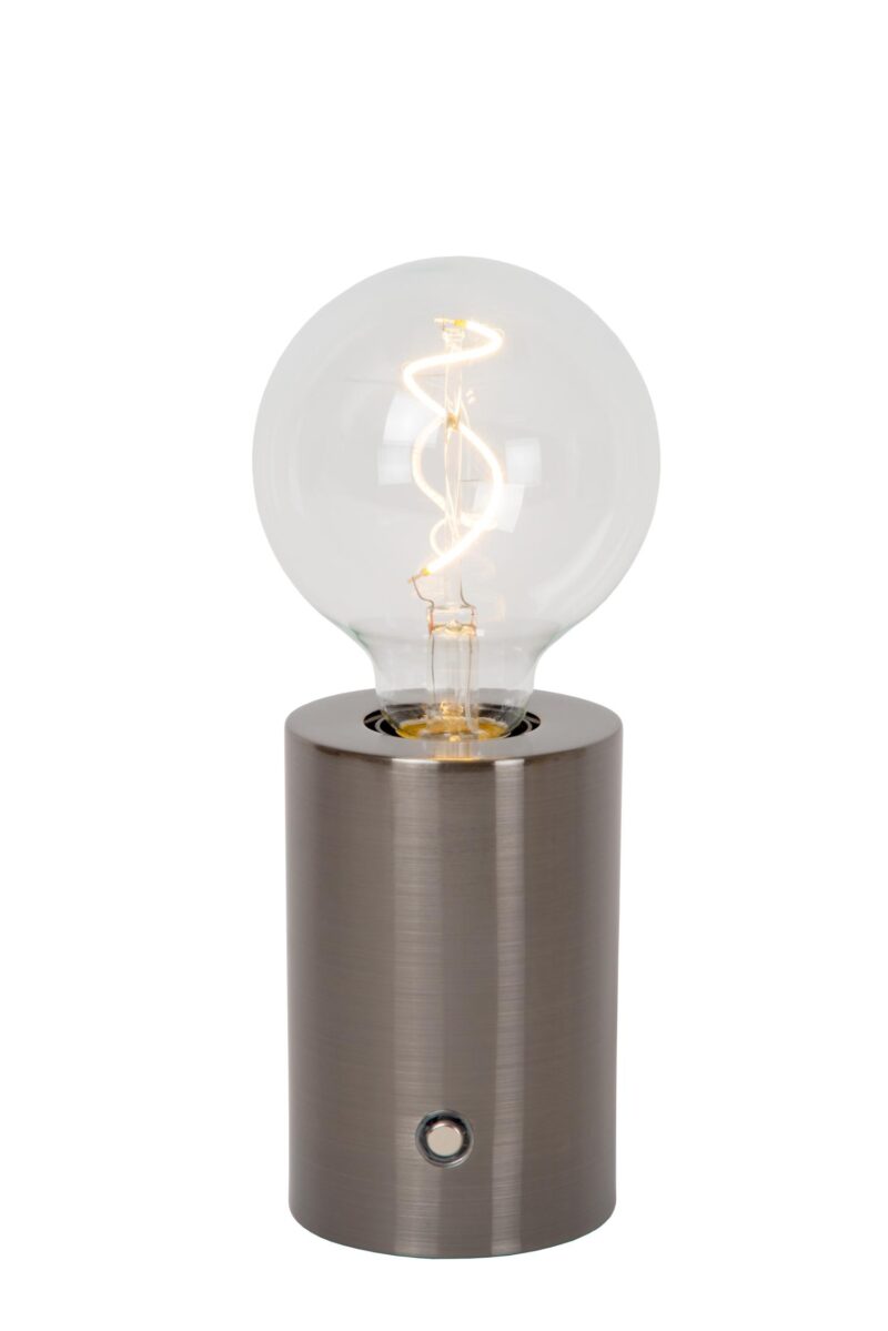 Lucide VIVO - Rechargeable Table lamp - Battery pack - Ø 8 cm - LED Dim. - E27 - 1x1W 2700K - Satin Gun Metal