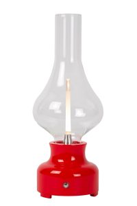 Lucide JASON - Rechargeable Table lamp - Battery pack - Ø 12 cm- LED 3 StepDim - 1x2W 3000K - Red