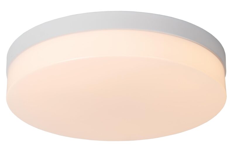 Lucide BISKIT - Flush ceiling light Bathroom - Ø 34,5 cm - LED - 1x24W 2700K - IP44 - Motion & Day/Night Sensor - White
