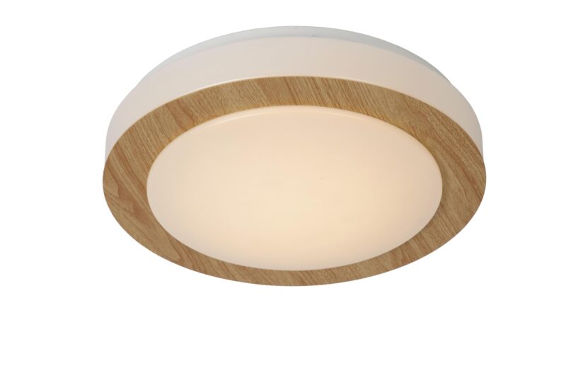 Lucide DIMY - Flush ceiling light Bathroom - Ø 28,6 cm- LED 3 StepDim - 1x12W 3000K - IP21 - Light wood
